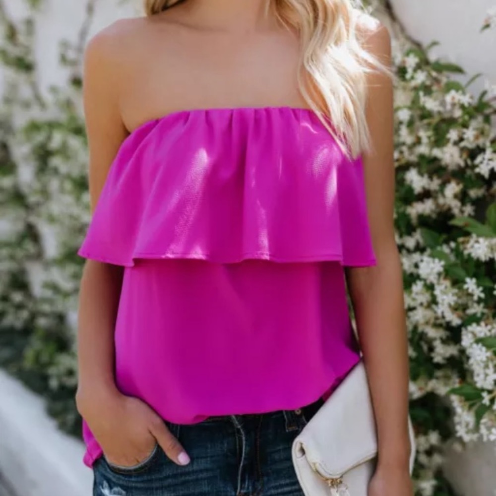 WOMENS OFF SHOULDER RUFFLE FRILL STRAPLESS TOP